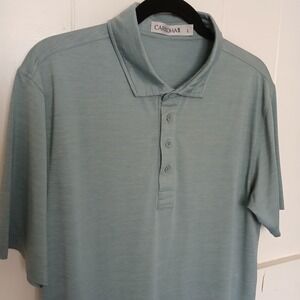 Cariloha Shirt Bamboo Performance Jacquard Polo Men's Large Green Short Sleeve